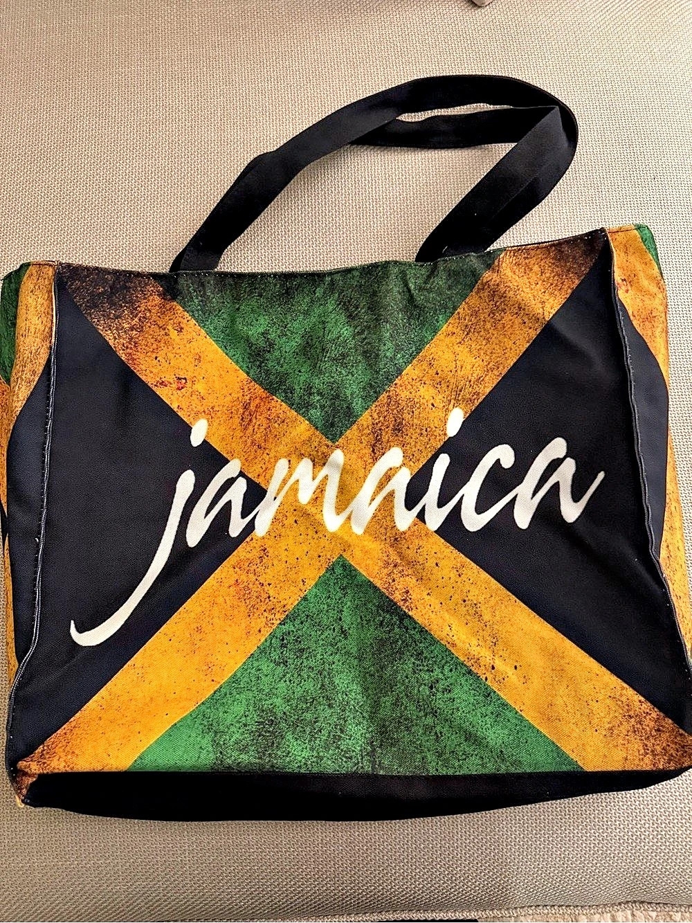 Jamaica Flag Print Large Canvas Tote Bag
